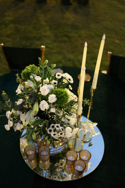 Tablescape and Floral detail — Sangeet decor — Zuri